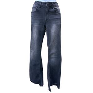 C’EST TOI Black Label distressed black high rise flare leg jeans